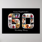 60誕生日60フォトコラージブラック ポスター (正面)