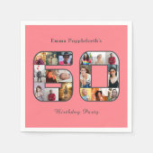 60誕生日60フォト赤面ピンク スタンダードカクテルナプキン (正面)