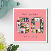 60誕生日60フォト赤面ピンク スタンダードカクテルナプキン