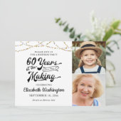 60誕生日60年の黒塗り金ゴールド 招待状 (スタンド正面)