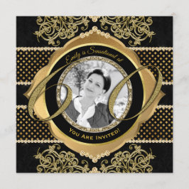 60誕生日60番目の金ゴールドダイヤモンドフォトフレーム 招待状