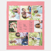 60誕生日7フォトコラージュコーラルとグレー フリースブランケット (正面)