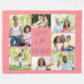 60誕生日7フォトコラージュコーラルとグレー フリースブランケット (正面(横))