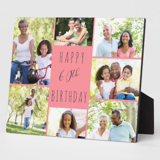 60誕生日7フォトコラージュコーラルグレー フォトプラーク (側面)
