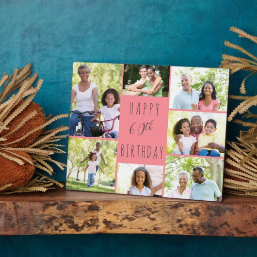60誕生日7フォトコラージュコーラルグレー フォトプラーク (側面)