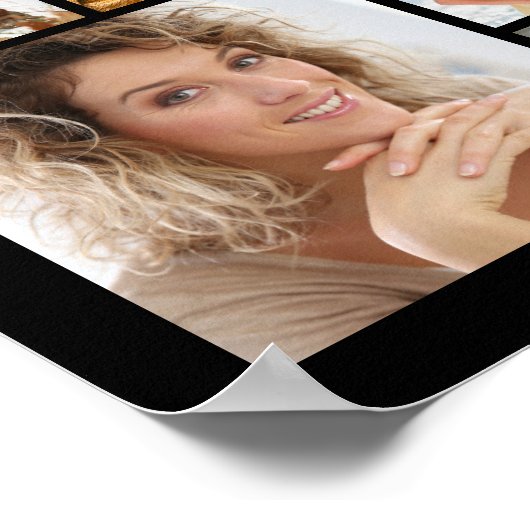 60誕生日92枚の写真ブラック金ゴールド応援 ポスター (角)