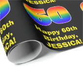 60誕生日:おもしろいカラフル,レイインスパイアンボー# 60 ラッピングペーパー (ロールコーナー)