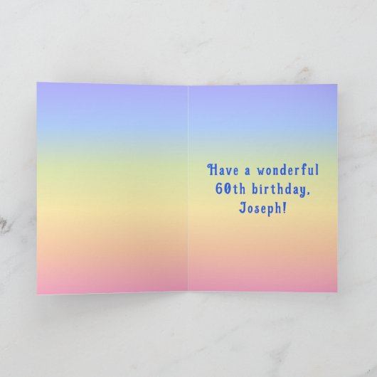 60誕生日—おもしろいケーキ&ろうそく、名前をカスタムする付き カード (内部)