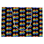 60誕生日:おもしろいレインボーイベントナンバー60パターン ラージペーパーバッグ (裏面)