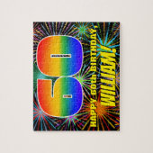 60誕生日:おもしろい、お祝カラフルい花火 ジグソーパズル (縦)