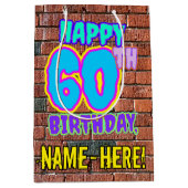 60誕生日:おもしろい、アーバングラフィティインスパイアルック ミディアムペーパーバッグ (正面)