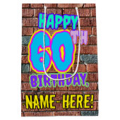 60誕生日:おもしろい、アーバングラフィティインスパイアルック ミディアムペーパーバッグ (裏面)