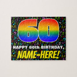 60誕生日:おもしろい、カラフル音楽シンボル、「60」 ジグソーパズル