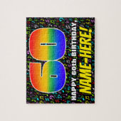 60誕生日:おもしろい、カラフル音楽シンボル、「60」 ジグソーパズル (縦)