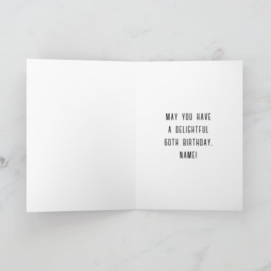 60誕生日:アールデコスタイル番号60および名前をカスタムする カード (内部)