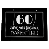 60誕生日:アールデコ刺激を受けたスタイル"60"，名前 ラージペーパーバッグ (正面)