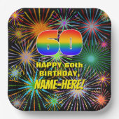 60誕生日:カラフルおもしろい祝賀花火 ペーパープレート (正面)