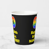 60誕生日:カラフル、おもしろい、エキサイティング、虹60 紙コップ (左)