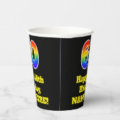 60誕生日:カラフル、おもしろい、エキサイティング、虹60 紙コップ (右)