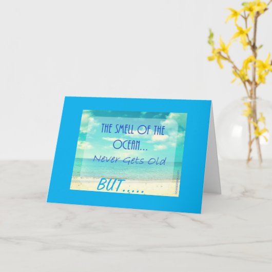 *60誕生日* 「ビーチ愛好家」のユーモア カード (黄色い花)