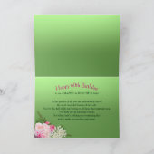 60誕生日、フェミニンピンク牡丹、花 カード (内部)