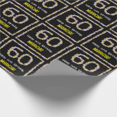 60誕生日:フローラ花数名前をカスタムする ラッピングペーパー (角)