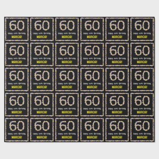 60誕生日:フローラ花数名前をカスタムする ラッピングペーパー (シーム)