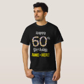 60誕生日:フローラ花数"60" +名前 Tシャツ (正面フル)