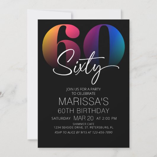 60誕生日 モダン 招待状 (正面)