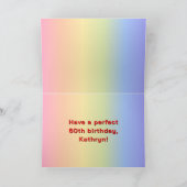 60誕生日:レインボー文字カスタム、写真&名前 カード (内部)