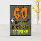 60誕生日:不気味ハロウィーンテーマ、名前をカスタムする カード (黄色い花)