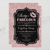 60誕生日 – 六十ファブラスバラ金ゴールドブラック 招待状 (正面/裏面)