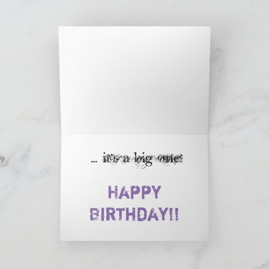 60誕生日、友人、黒とメイブの文字、白。 カード (内部)