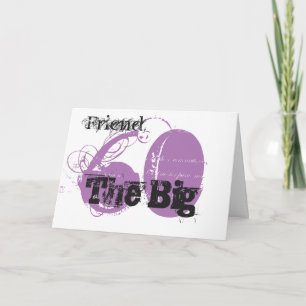 60誕生日、友人、黒とメイブの文字、白。 カード