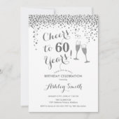 60誕生日-応援60年シルバーホワイト 招待状 (正面)