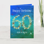 60誕生日 – 星の数 – 青い緑 – 年齢60 カード (正面)