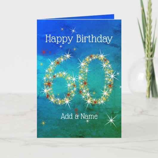 60誕生日 – 星の数 – 青い緑 – 年齢60 カード (正面)
