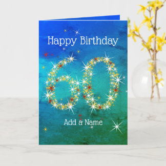 60誕生日 – 星の数 – 青い緑 – 年齢60 カード