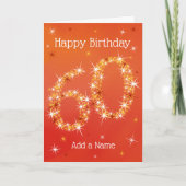 60誕生日 – 第60期星 – 赤 – 年齢60 カード (正面)