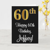 60誕生日～豪華エレガントなフェイク金ゴールド カード (黄色い花)