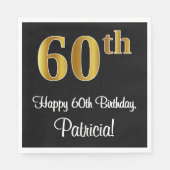 60誕生日～豪華エレガントなフェイク金ゴールド スタンダードランチョンナプキン (正面)