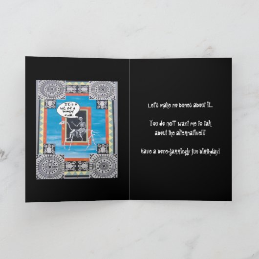 60誕生日、骸骨乗馬 カード (内部)