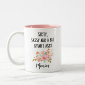 60誕生日、60サッシーとビット頭が切れるアッシー ツートーンマグカップ (左)