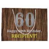 60誕生日:Country Western  Look、名前 ラージペーパーバッグ (裏面)