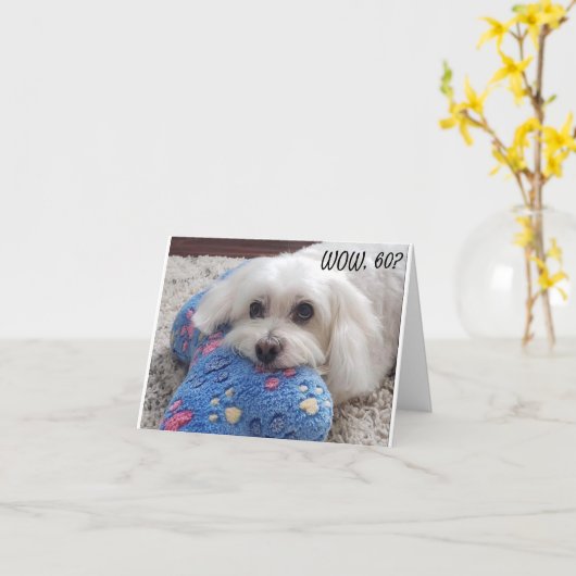 *60誕生日* HA HA (おもしろい犬ユーモア)カード カード (黄色い花)