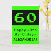 60誕生日:Nerdy / オタク系のスタイル「60」と名前 カード (黄色い花)