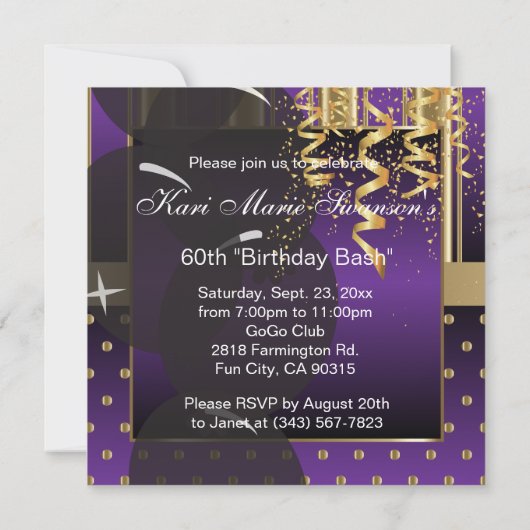 60誕生日Bashパーティー 招待状 (裏面)