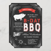 60誕生日BBQパーティーChalkboard USAヴィンテージ 招待状 (正面/裏面)