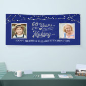 60誕生日Then & Now Photosブルーシルバーライト 横断幕 (トレードショー)