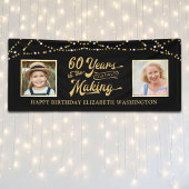 60誕生日Then & Now Photos黒い金ゴールド灯 横断幕